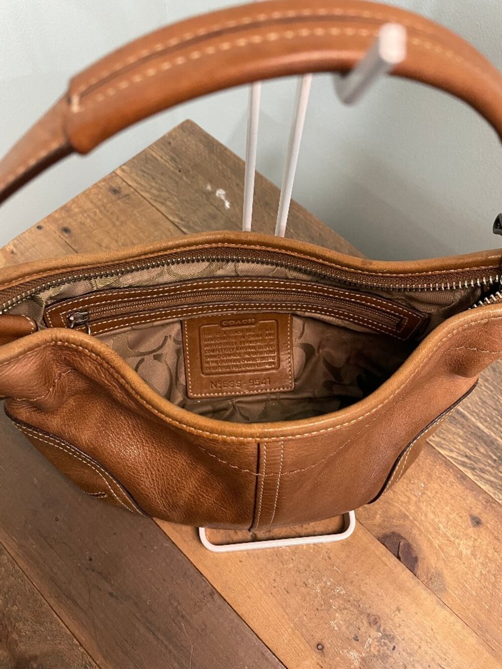 Coach Leather Hobo Bag 9541 Y2K Brown Tan Silver Hardware Shoulder Purse - Picture 6 of 8